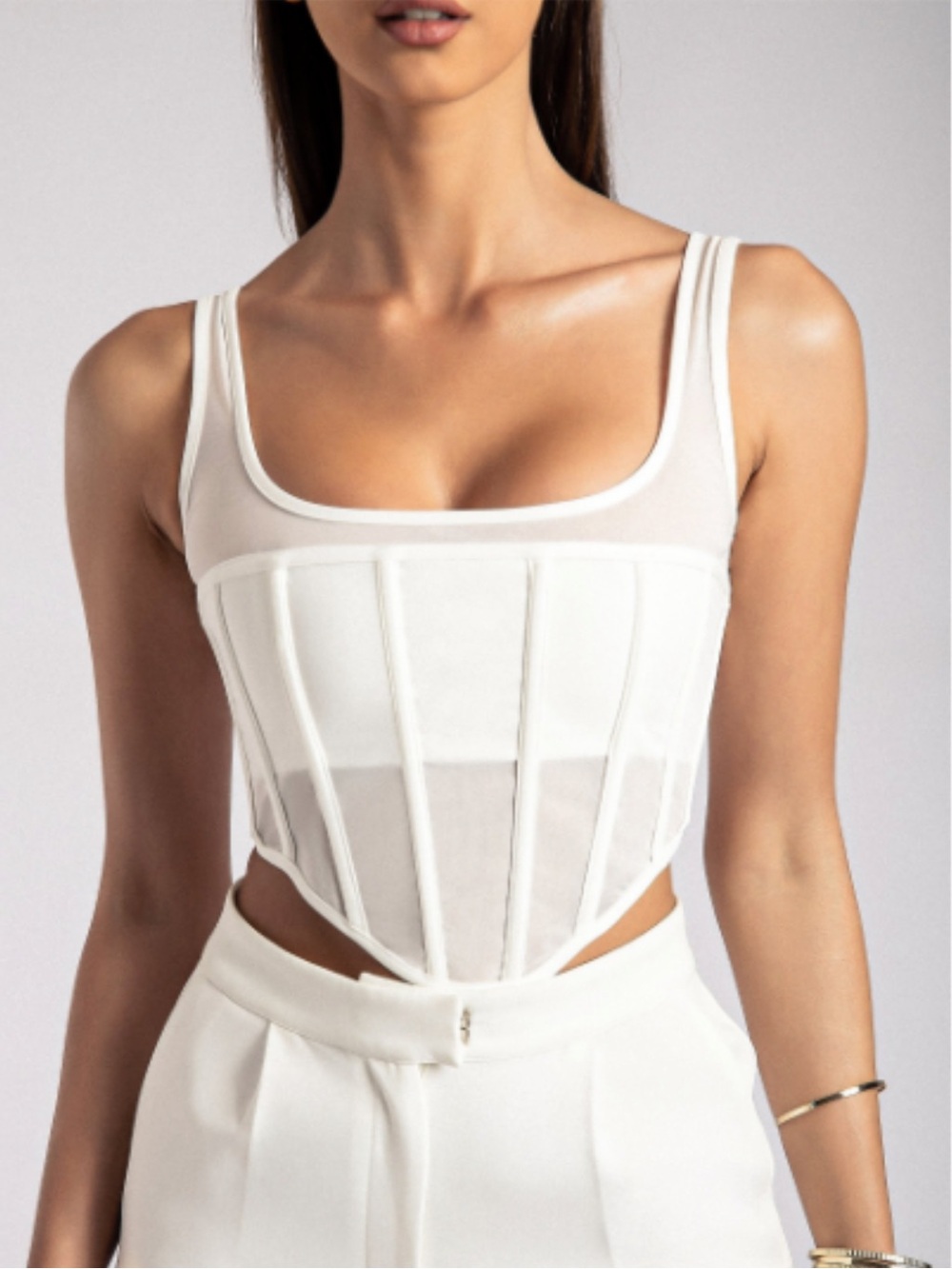 NWT Meshki White Delaney Corset Bustier